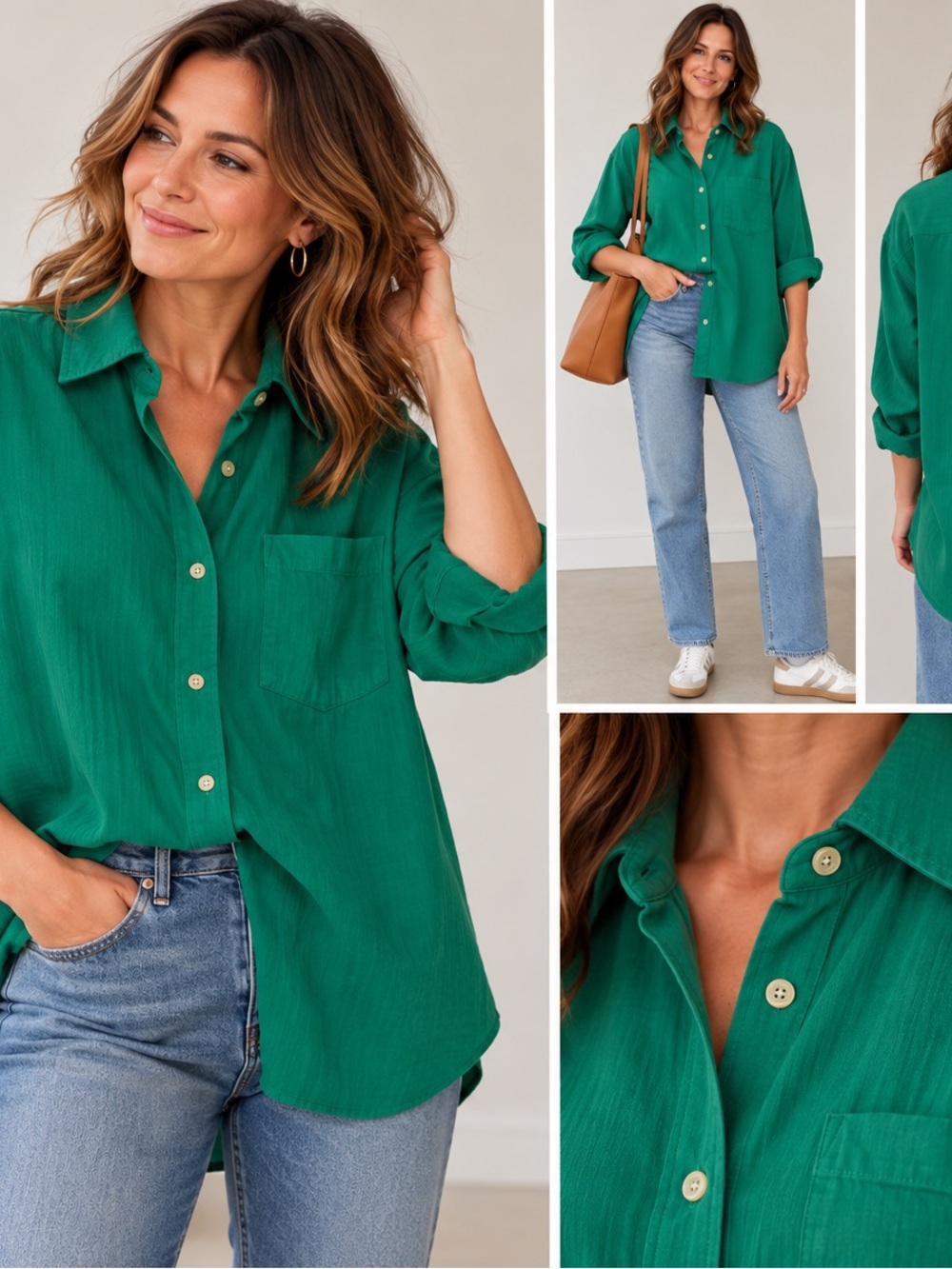 GAP The Big Shirt Green Button Down Shirt